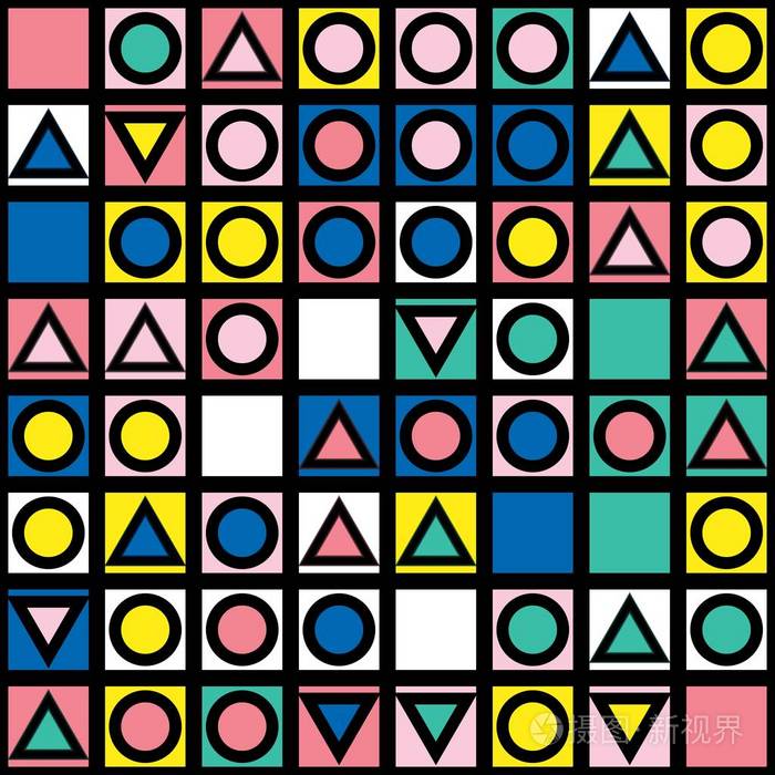 装饰的几何形状,平铺.多色的不规则图案.抽象的彩色背景.