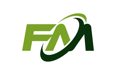 fm 标志旋风椭圆绿色字母矢量概念照片