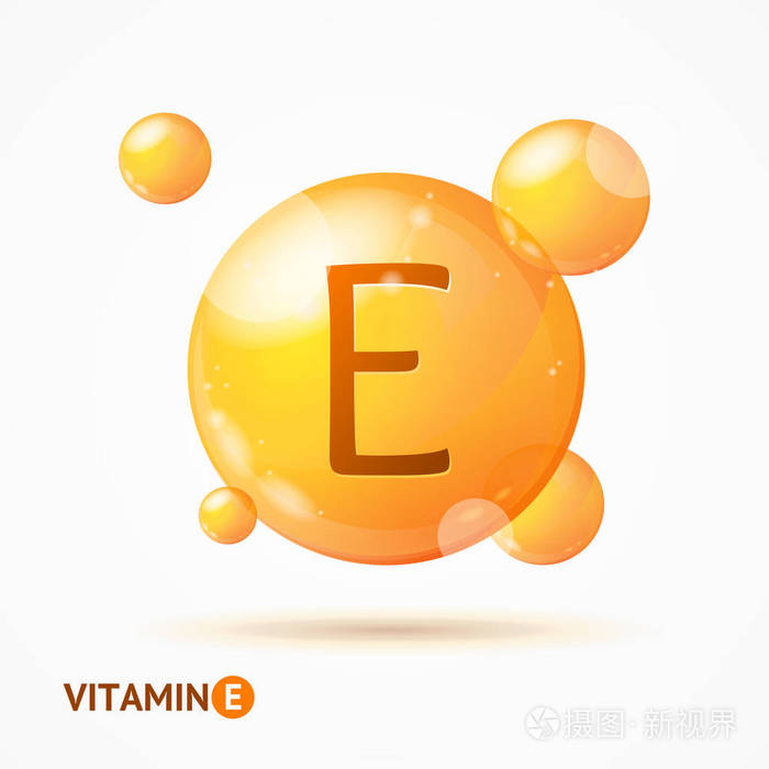 逼真详细的3d 维他命 e 背景卡. 矢量