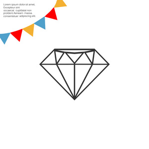 钻石 web 图标 豪华概念 轮廓矢量图