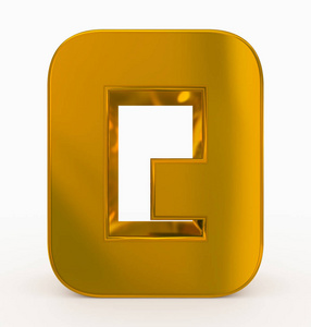 在白色3d 渲染上的字母 Q 3d 立方圆金色隔离