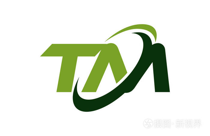 tm标志旋风椭圆绿色字母矢量概念