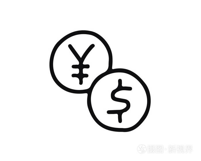 货币兑换图标集设计插图, 手绘风格设计, 为 web 和应用程序设计插画