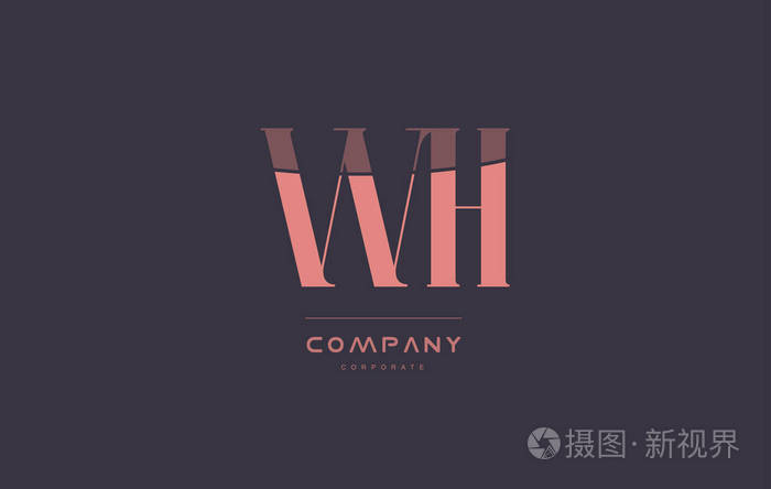 wh w h 粉红色老式复古信公司标志图标设计