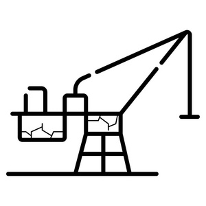 在白色背景上隔离的起重机线图标