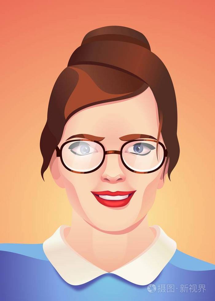 美丽的女孩眨眼眼镜矢量插画-正版商用图片0occdd-摄图新视界