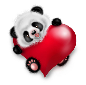 熊猫与红色的心