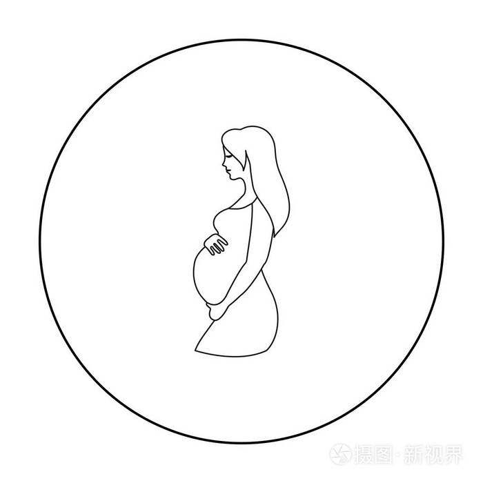 在白色背景上孤立的大纲样式的怀孕图标.怀孕象征股票矢量图