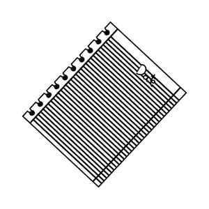 单色的剪影中条纹的笔记本中空白的工作表