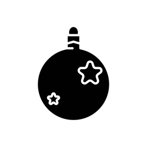 圣诞树玩具黑图标概念。圣诞树玩具平面矢量符号, 符号, 插图