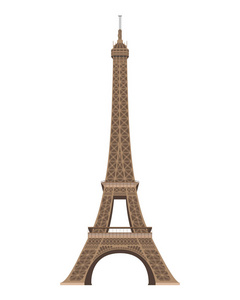 埃菲尔铁塔，巴黎，法国。孤立在白色背景矢量图