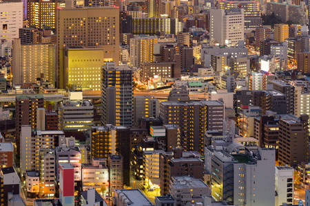 市中心商务中心办公楼夜景, 景观背景