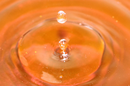 水滴撞击后果汁表面的圆圈和图案
