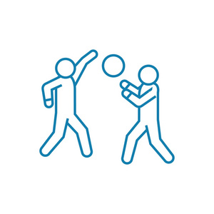 打排球线形图标的概念.打排球线矢量符号,符号,插图照片