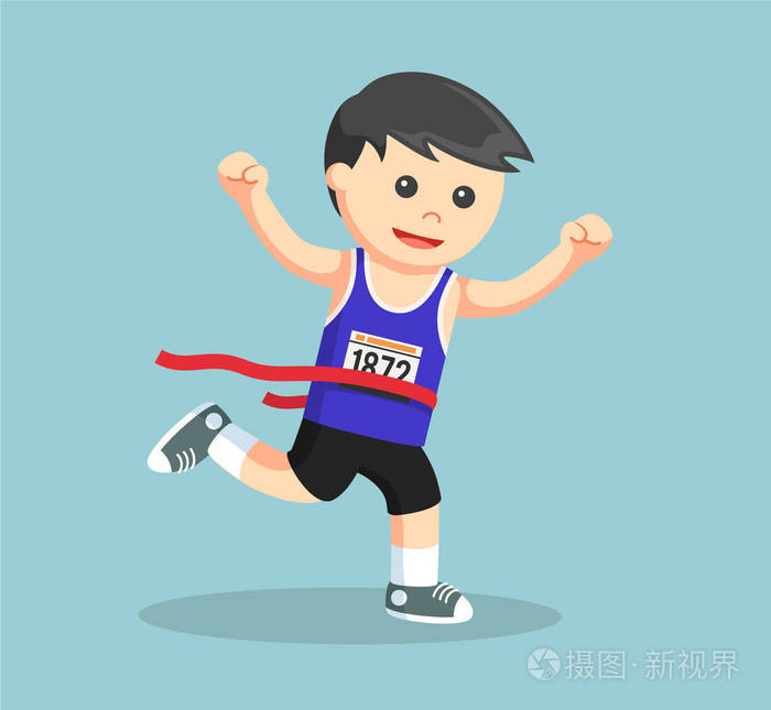 马拉松赛跑者穿越终点线插画-正版商用图片0ocy7p-摄图新视界