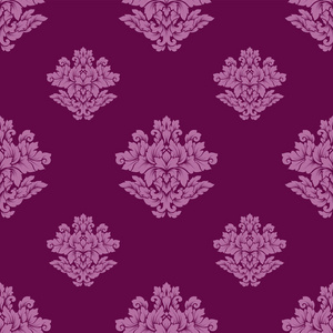 锦缎无缝模式复杂的设计。豪华皇家装饰，维多利亚时代的纹理壁纸，纺织，包装。重复在丰富的粉色和紫色 colo 瓷砖精美花卉巴洛克式