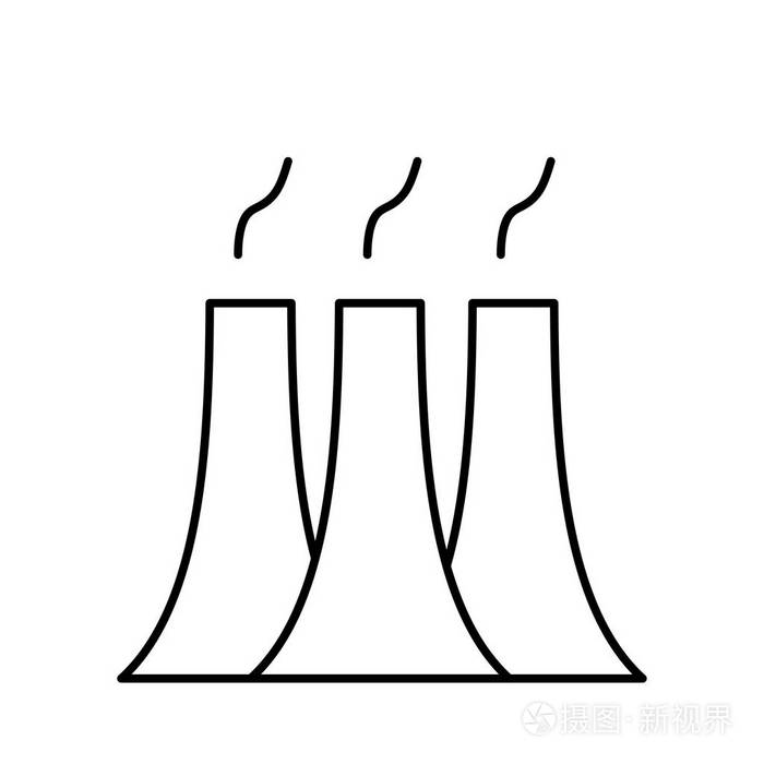 薄线三吸烟烟囱在白色背景下隔离插画