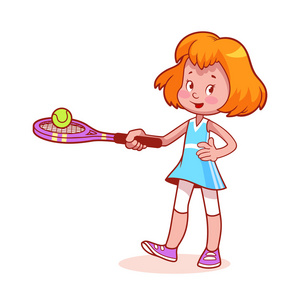 卡通女孩打网球