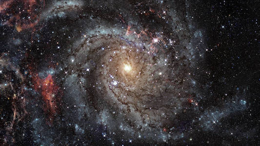 宇宙星系背景与星云, 星尘和明亮的闪亮的星星。由 Nasa 提供的这幅图像的元素