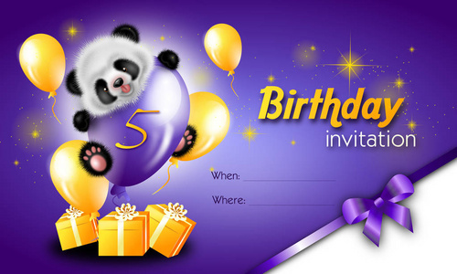 与熊猫生日邀请卡