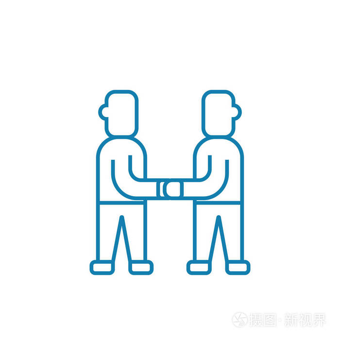 达成一致的线性图标概念.达成共识线向量符号, 符号, 插图