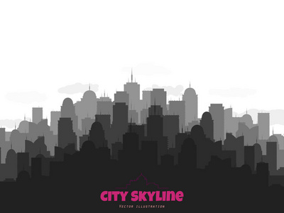 城市天际线的剪影。媒介都市例证与大厦