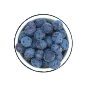 工作室李子鲍恩顶视图分离的成熟蓝李子照片