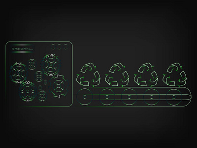 在生产线上的回收站图标绿色工厂机