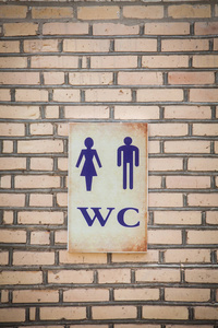 砖墙上 Wc 标志的颜色细节