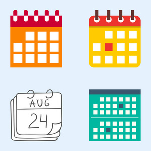 矢量日历 web 图标办公室主办单位业务图形纸计划任命和象形图提醒