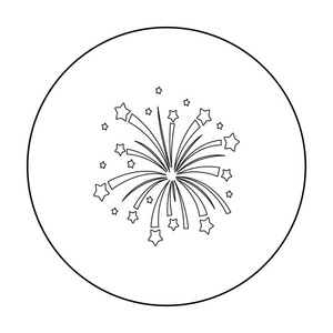 在白色背景上孤立的大纲样式的爱国烟花图标。爱国者天象征股票矢量图