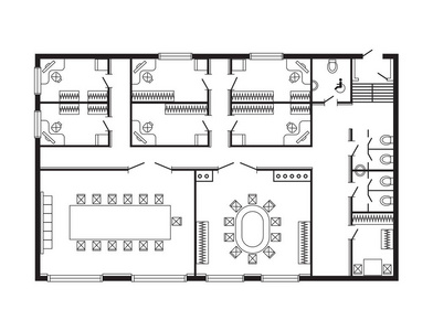 现代办公建筑计划室内家具和建筑设计绘图项目