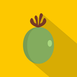 绿色新鲜美埝水果图标，平面样式