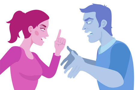 恋人之间的争执.分歧, 打破关系.性别战争矢量插画照片