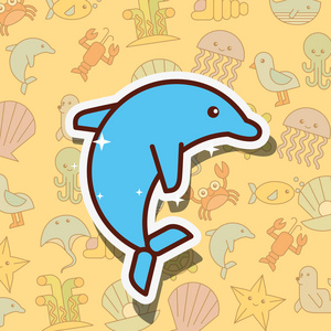 鲸海豚海洋生物卡通