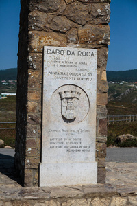 纪念碑在 Cabo da Roca，欧洲西部点葡萄牙