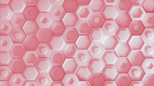 六边形单元格六角几何背景.大量不同高度六边形的抽象结构.