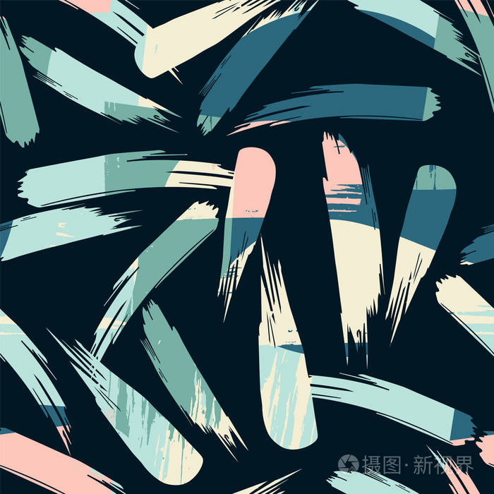 抽象的艺术无缝图案与笔触.时髦的手画纹理.现代