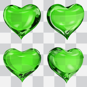 透明的绿色心