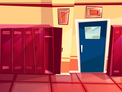 更衣室健身房矢量卡通插画照片
