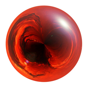 3d 的红色火热球形,白色背景上照片