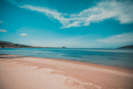 美丽的热带海滩和海与椰子棕榈树在天堂海岛