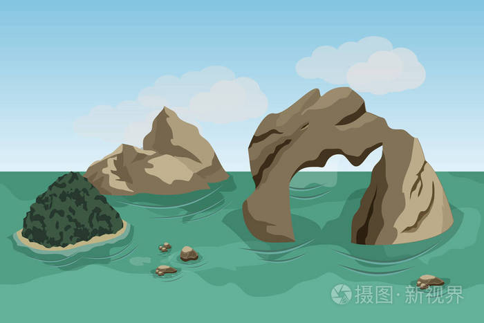 海上景观场景背景使用的游戏或卡通资产.