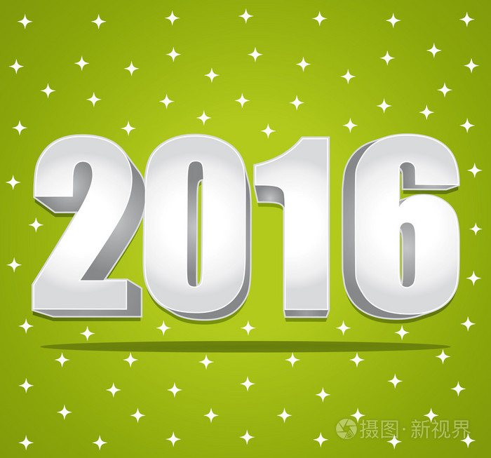 2016 快乐新的一年。绿色节日优雅贺卡