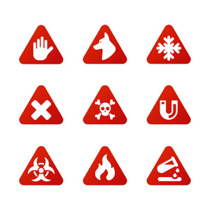 禁止标志设置的行业生产矢量黄色红色警告危险符号禁止安全信息和保护没有允许的警告信息
