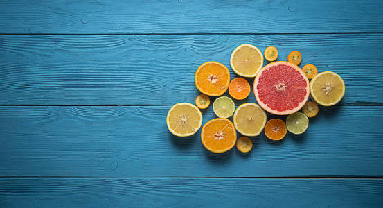 顶视图的柑橘类水果