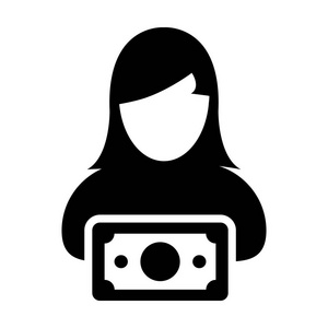 已识别到 1000个 基金图标矢量女性用户个人资料头像与金钱符号在平面
