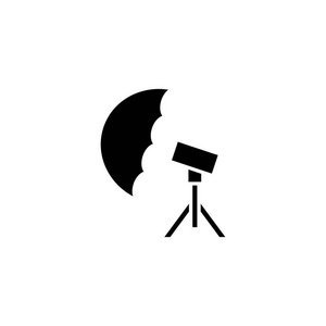 照片伞黑色图标概念。照片伞平面矢量符号, 符号, 插图