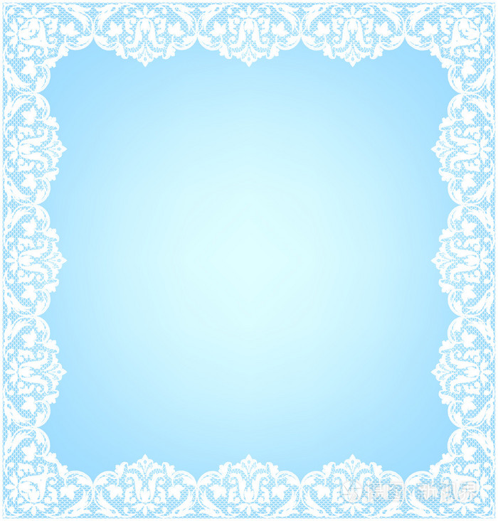 在蓝色花边框架