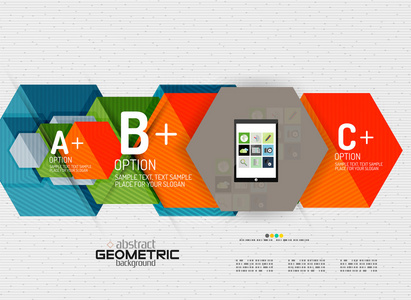 与选项，几何纸的风格的抽象信息横幅